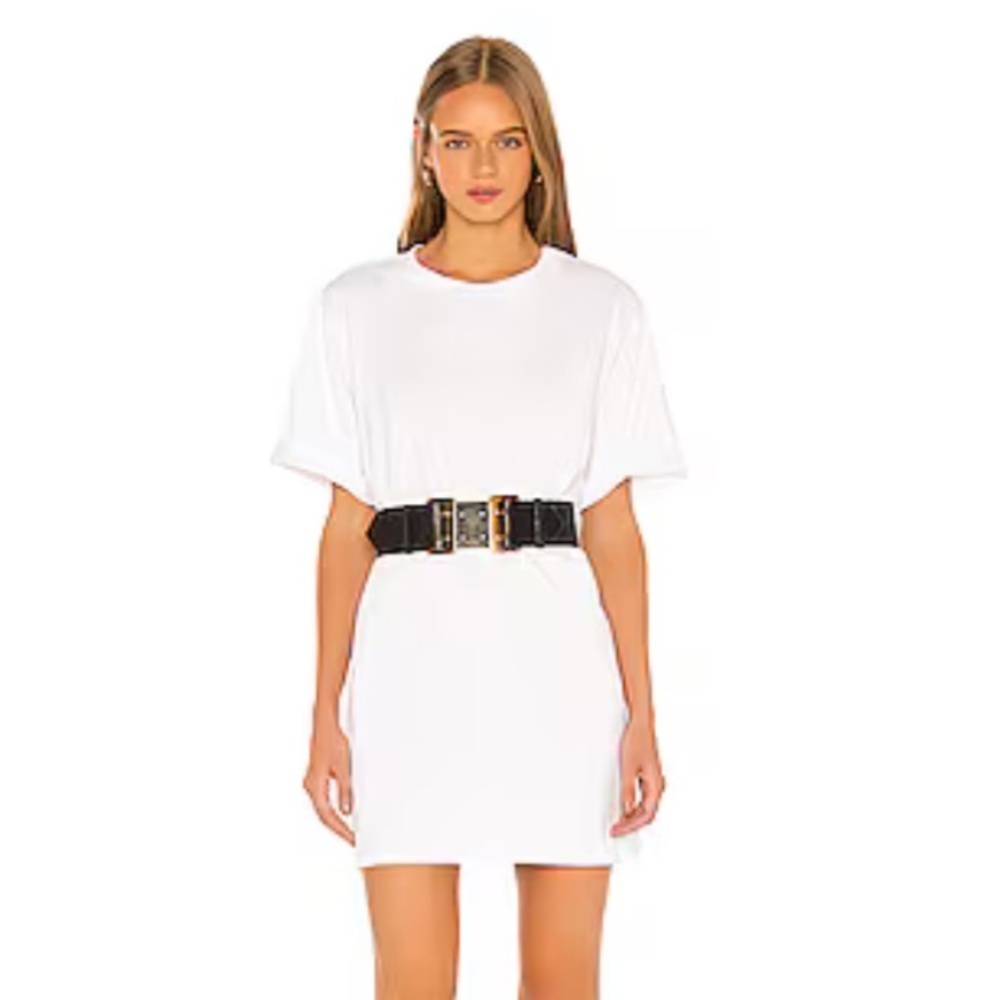 GRLFRND Paulie Oversized Tee Shirt in White tee shirt dress size XXS